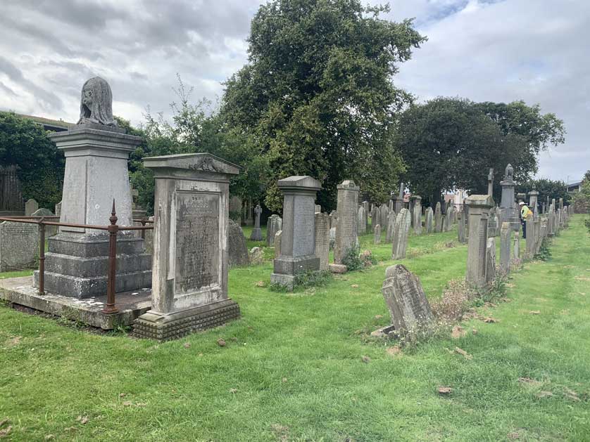 Tombstones in the cemetery.