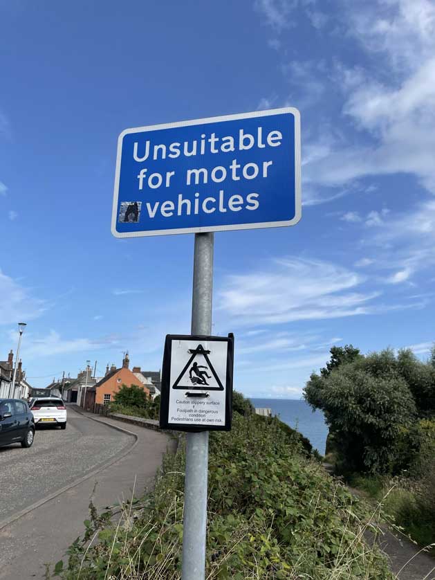 The village of Auchmithie is perched 120 feet above the shingle beach.