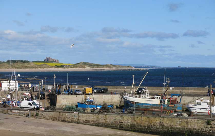 View of Bamburgh Castle from the small fishing port.