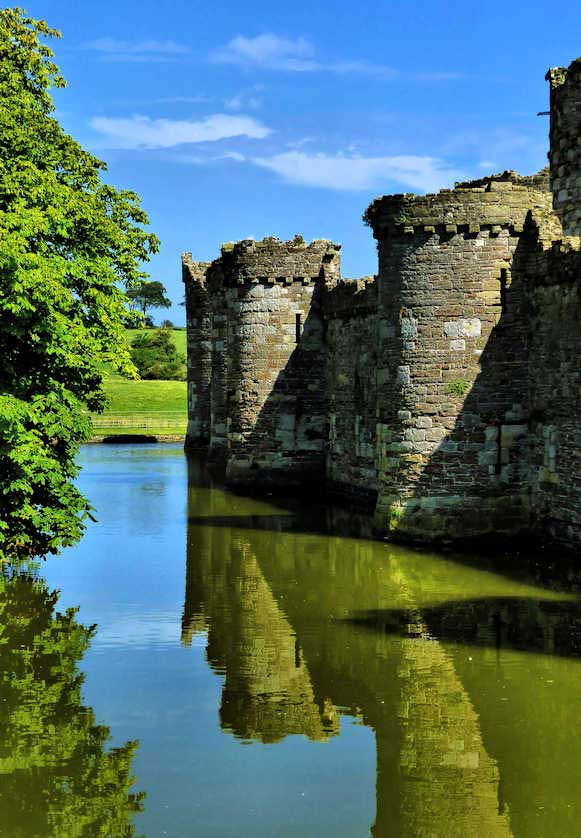 2 of the 12 turrets on the outer wall of Beaumaris Castle.