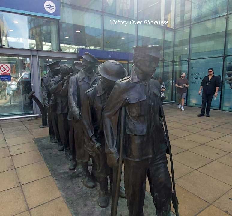 Johanna Domke-Guyot's Victory Over Blindness at the main entrance of Piccadilly Station in Manchester.