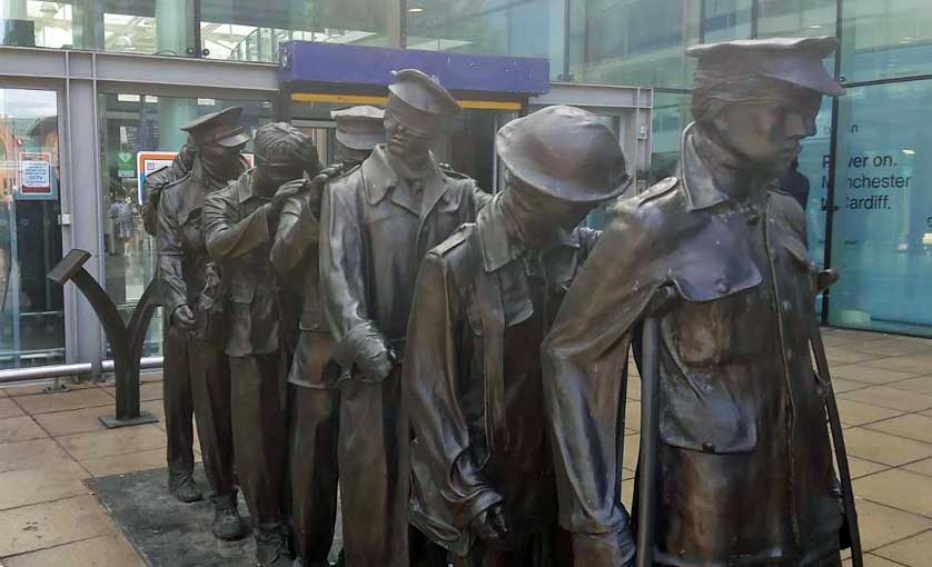 Johanna Domke-Guyot's Victory Over Blindness at the main entrance of Piccadilly Station in Manchester.