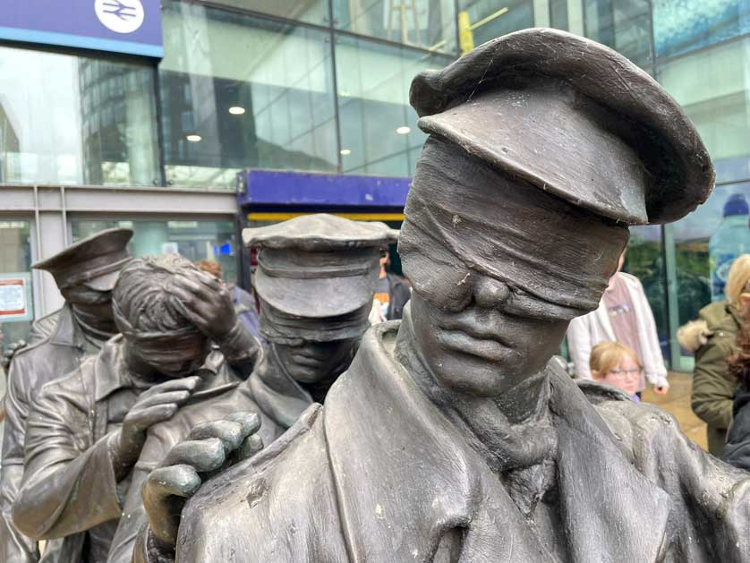 Johanna Domke-Guyot's Victory Over Blindness at the main entrance of Piccadilly Station in Manchester.