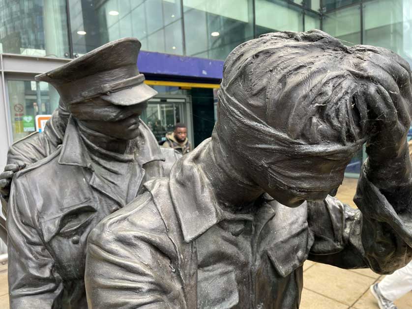 Johanna Domke-Guyot's Victory Over Blindness at the main entrance of Piccadilly Station in Manchester.