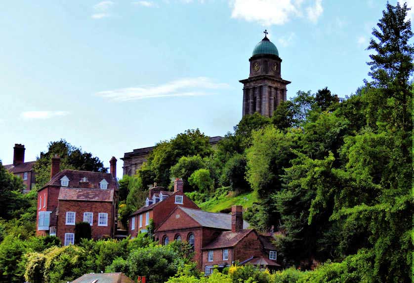 Bridgnorth High Town with the tower of St. Mary Magdalene Church.