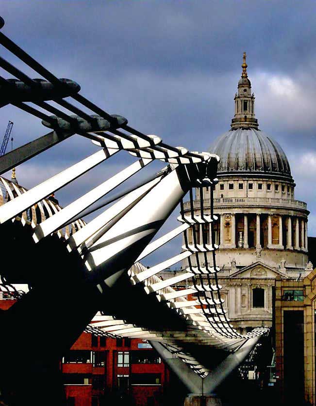St. Paul's Cathedral with Millennium Bridge.