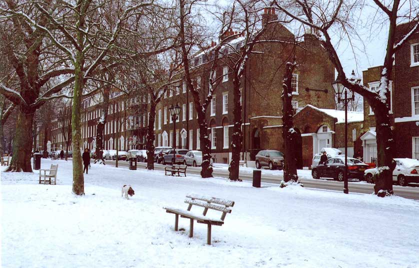 Winter snow in London, UK.