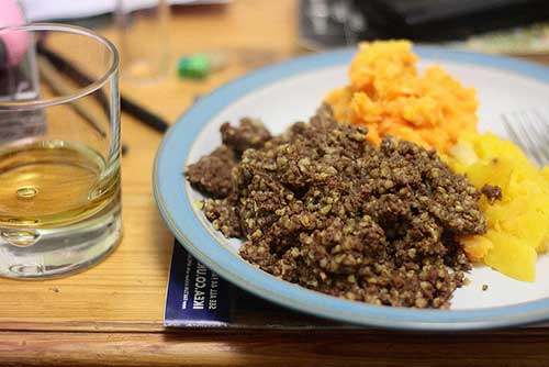 Burns Night haggis & whisky, Scotland, UK