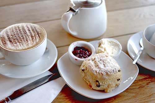 Afternoon tea with scones.