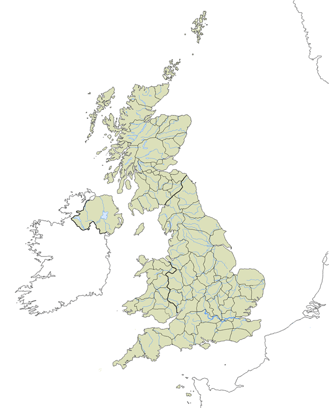 Map of major rivers in Britain