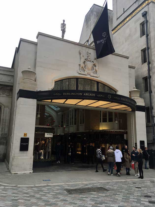 Entrance, Burlington Arcade, London, UK.