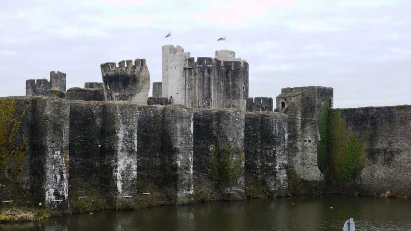Caerphilly Castle, Wales, UK.