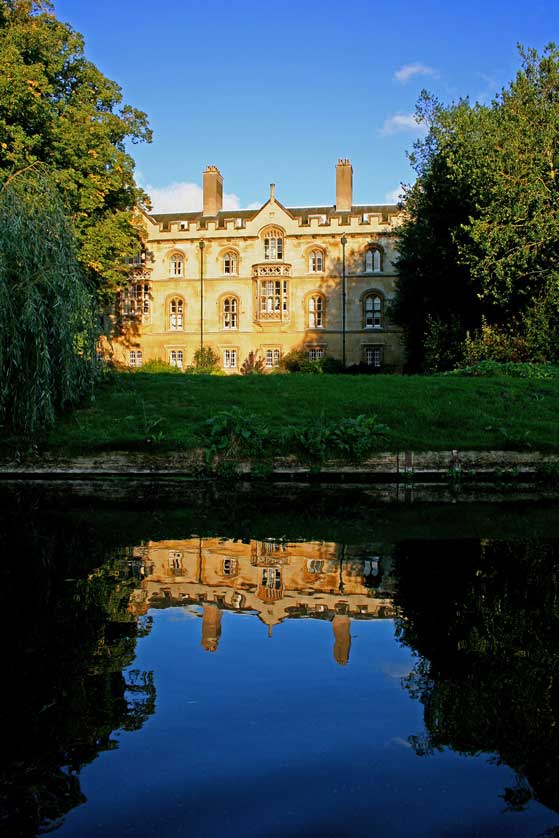 College seen from the River Cam, England, UK.