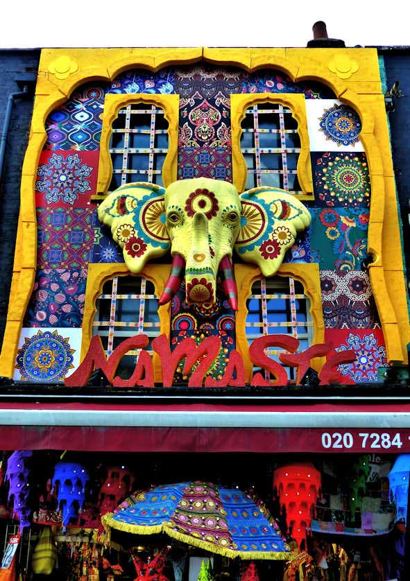 The elephant above Namaste on Camden High Street.