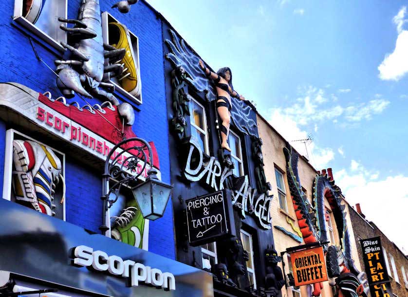 The bizarre giant signs of Camden High Street.