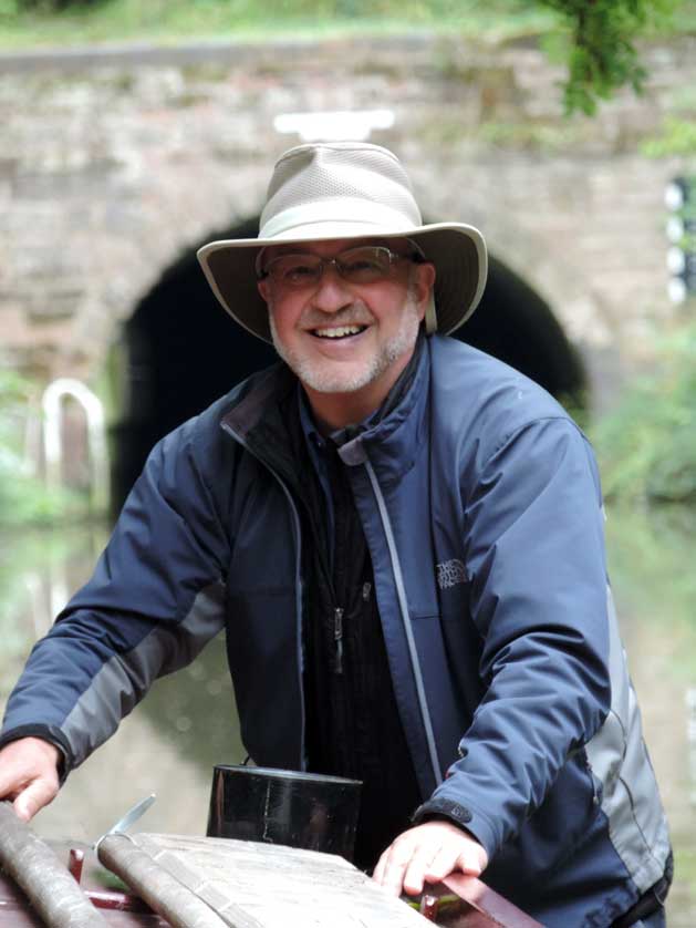 The Author on board the narrowboat Galatea &copy; Mark Brazil.