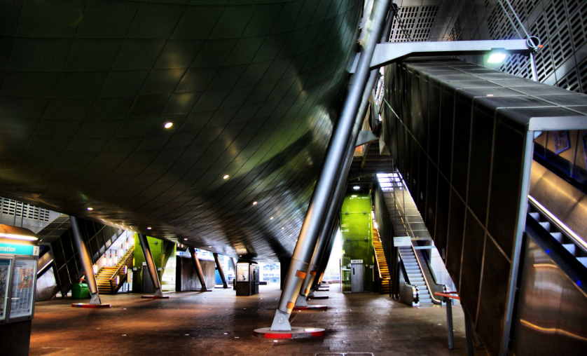 Below Canary Wharf DLR Station.