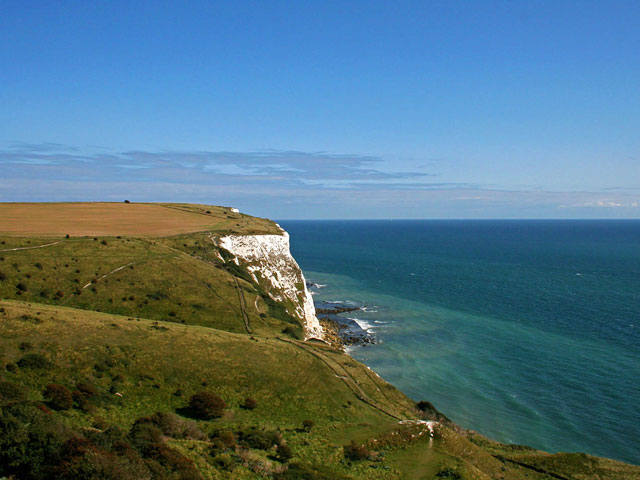 The iconic White Cliffs at Dover, Kent.