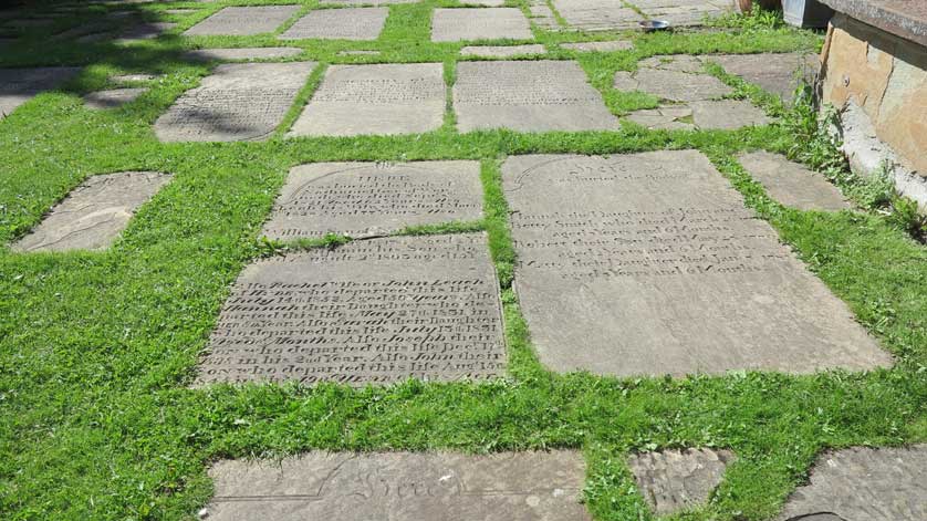 Gravestones outside the chapel.