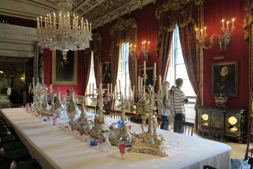 The Great Dining Room set for a 1930's banquet.