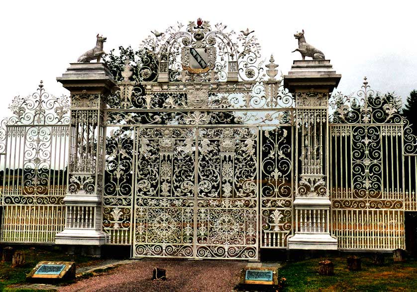 The impressive baroque-style gates of Chirk Castle.