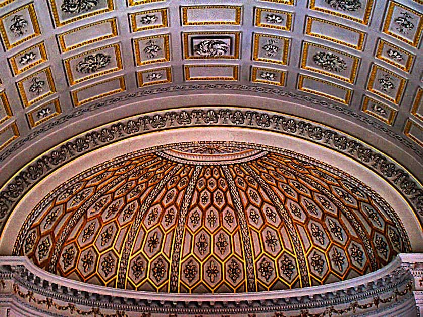 Fine painted detail in the ceiling of the chapel at Clare College Cambridge.