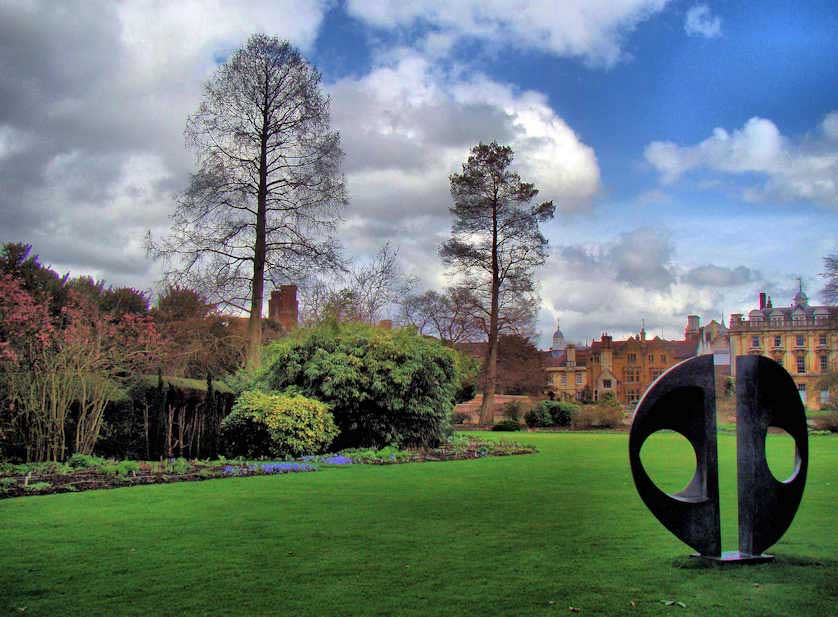 Sculpture by Barbara Hepworth in Fellows Garden, Clare College, Cambridge.