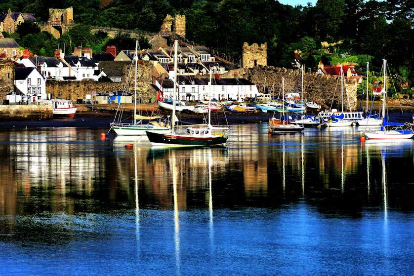 The harbour of the ancient walled town of Conwy.