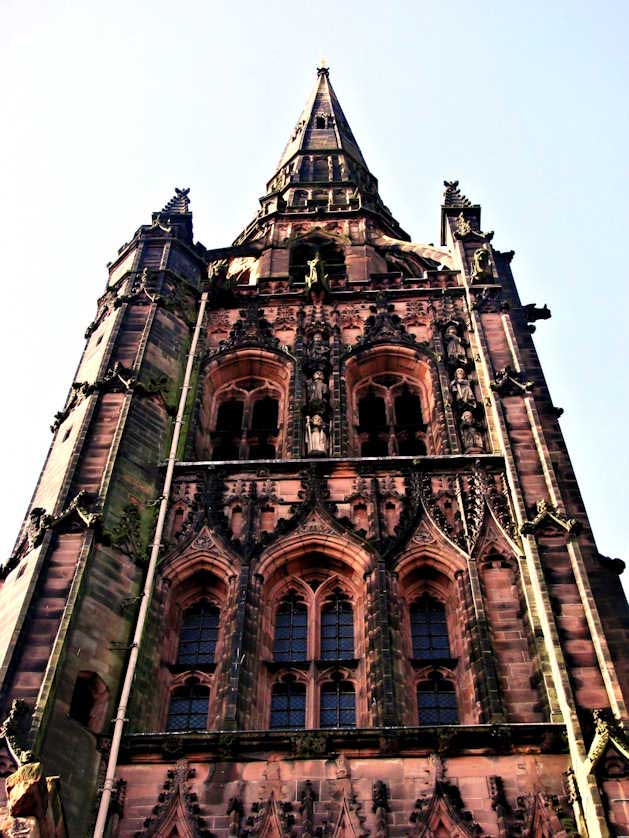 The 245 feet high spire of the Old Cathedral can be climbed via 180 steps.
