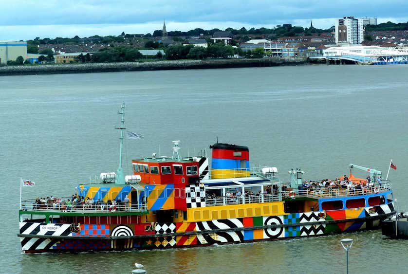 Mersey ferry painted in dazzle.