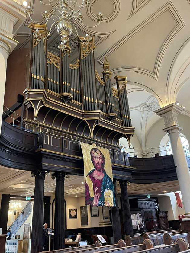 The organ of Derby Cathedral.