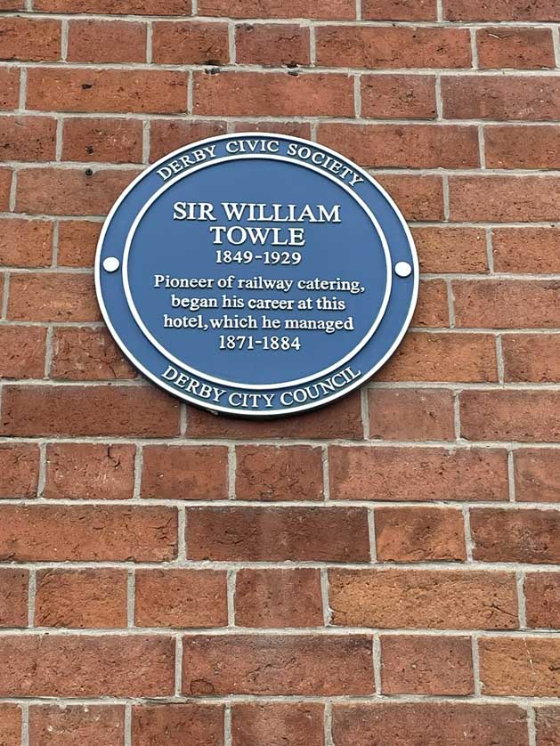 Blue plaque at the Midland Hotel.