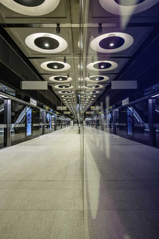 Platforms at Paddington Station, London, UK.