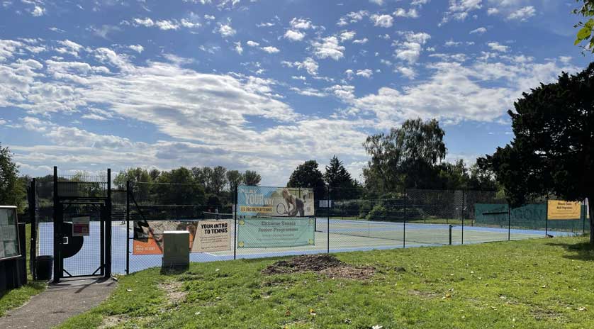 The tennis courts are available for hire.