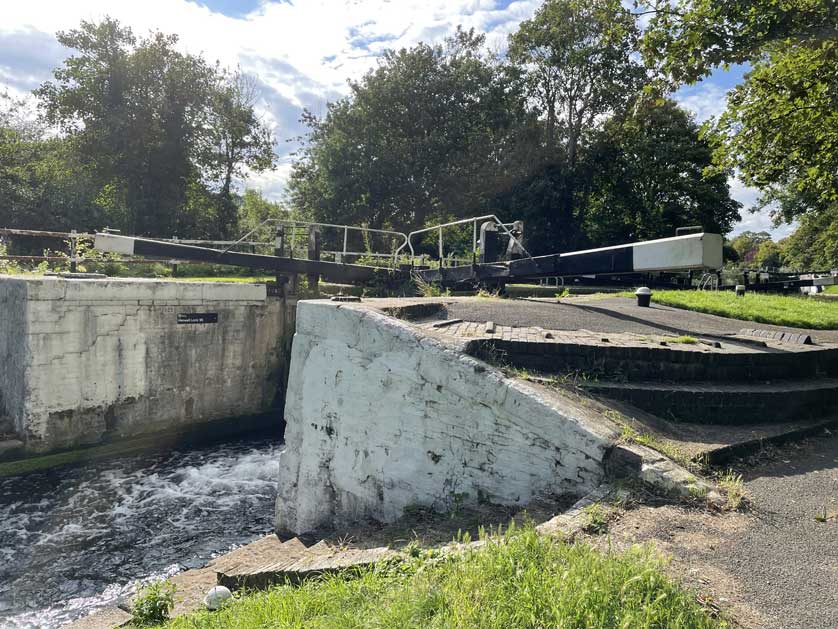 Lock gate on the Grand Union Canal, London, UK.