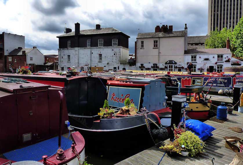Colourful narrow-boats.