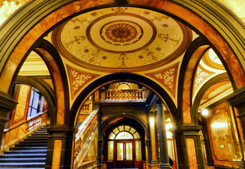 The opulent interior of the Glasgow City Chambers.