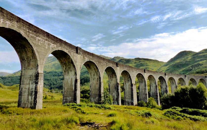 The elegant curve of the Glenfinnan Viaduct, Scotland, UK.