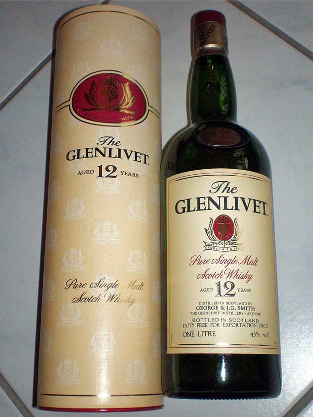 A bottle of The Glenlivet 12 Year Old.