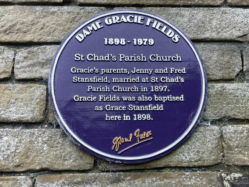 Gracie Fields Blue Plaque, Rochdale, Greater Manchester, UK.