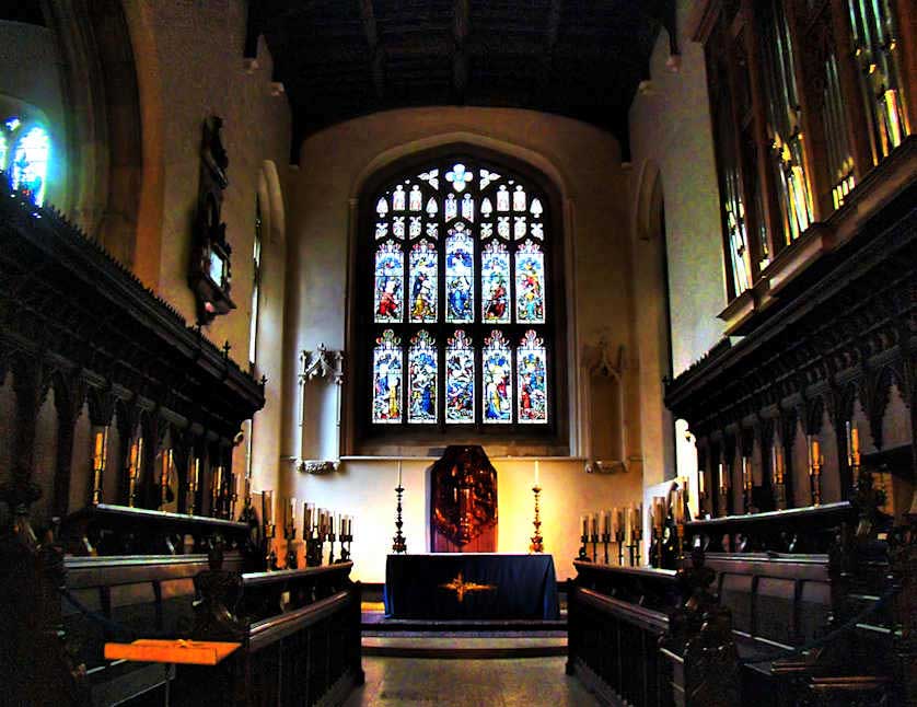 The altar of St. Mary's University Church with the choir and Parish organ.