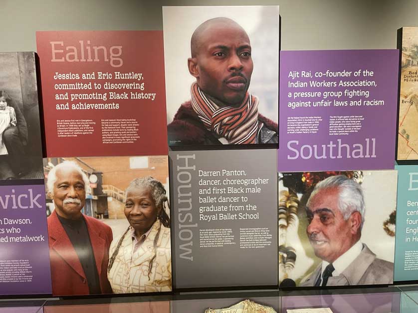 Wall panels explain local people and history.