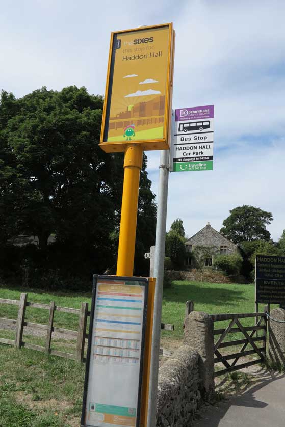 Bus stop outside Haddon Hall.