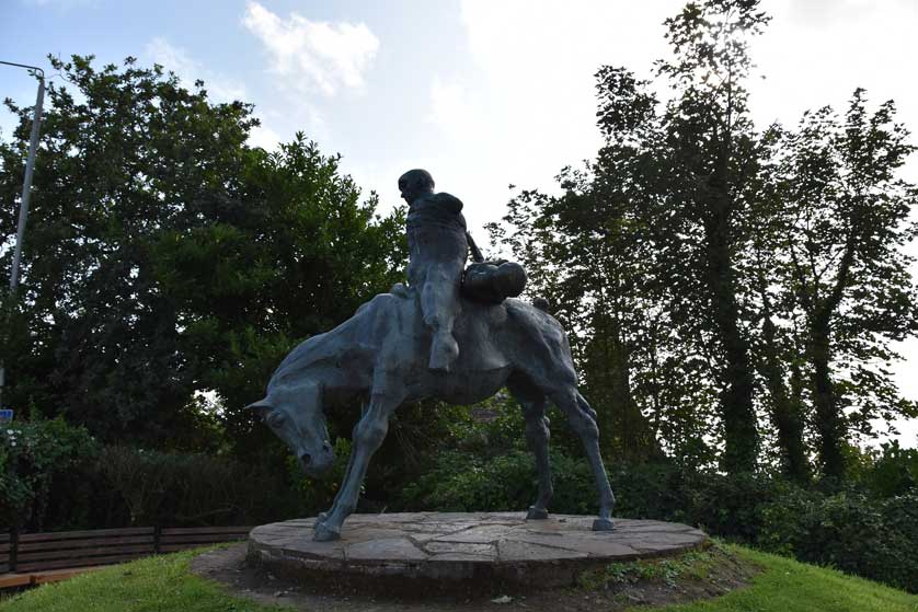 A mounted statue at World Heritage Harlech Castle.