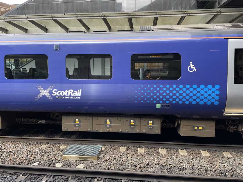 ScotRail train at Haymarket Station.