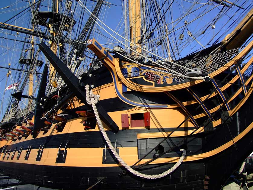 HMS Victory in Portsmouth Harbour.