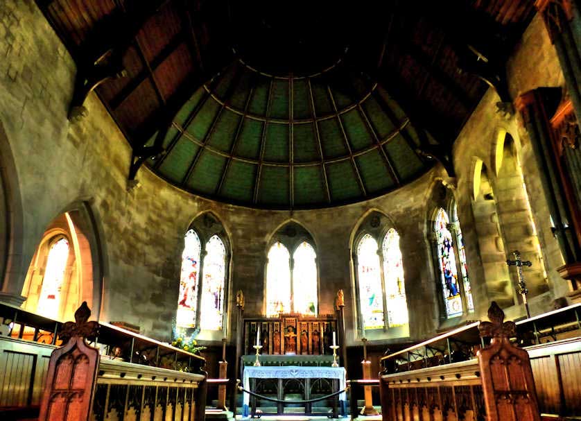 Chancel and altar of Holy Trinity Church in Llandudno.