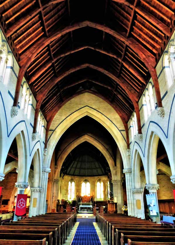 The nave of Holy Trinity Church in Llandudno.