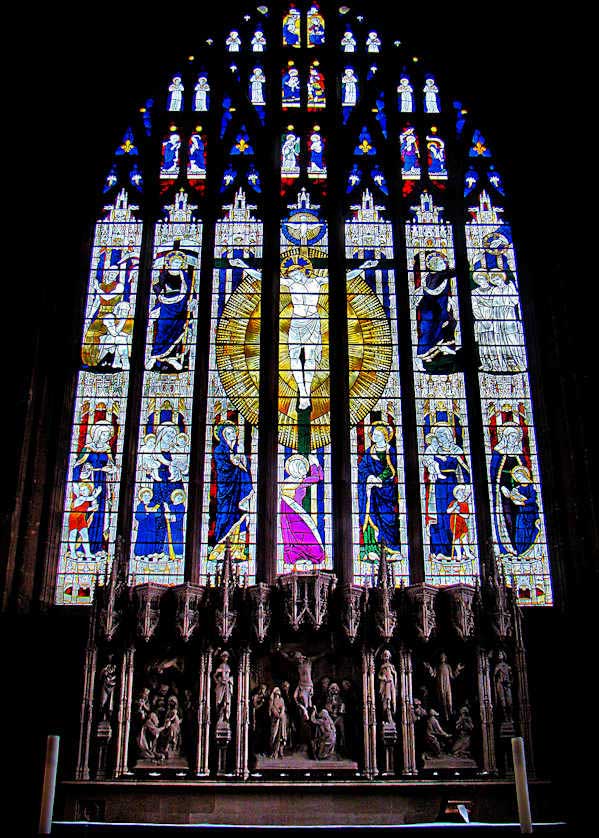 The Brides Window at the eastern end of Holy Trinity Church in Coventry.