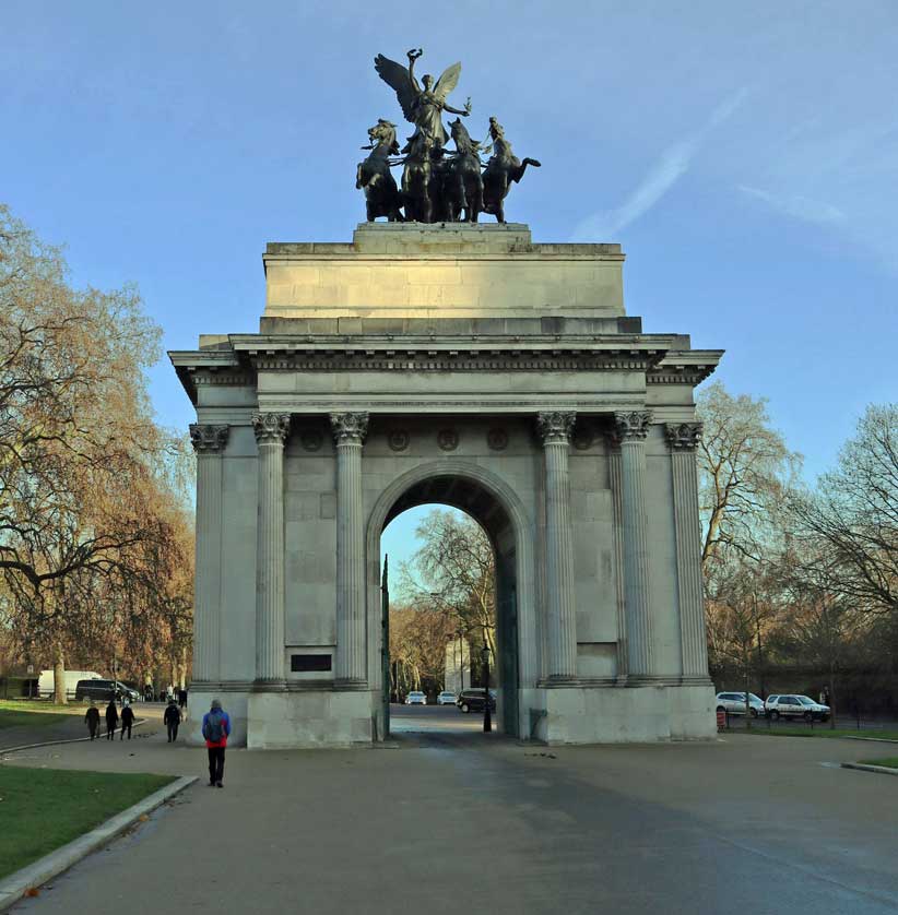 Wellington Arch at Hyde Park Corner.